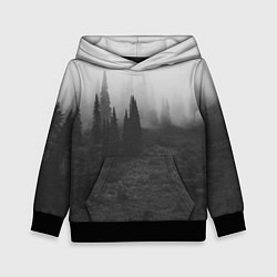 Толстовка-худи детская Туманный лес - туман, цвет: 3D-черный