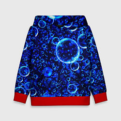 Толстовка-худи детская Пузыри воздуха в воде Pattern, цвет: 3D-красный