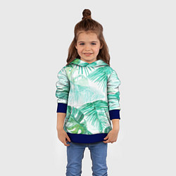 Толстовка-худи детская Цветы Тропическая Акварель, цвет: 3D-синий — фото 2