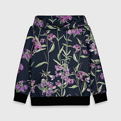 Толстовка-худи детская Цветы Фиолетовые, цвет: 3D-черный