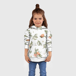 Толстовка-худи детская Цветы Цитрусовых Мандарин, цвет: 3D-белый — фото 2