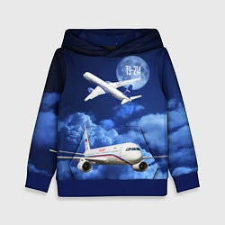 Толстовка-худи детская Пассажирский самолет Ту-214, цвет: 3D-синий
