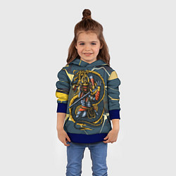 Толстовка-худи детская Самурай с драконом, цвет: 3D-синий — фото 2