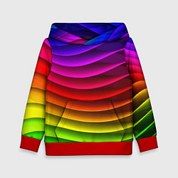 Толстовка-худи детская Color line neon pattern Abstraction Summer 2023, цвет: 3D-красный