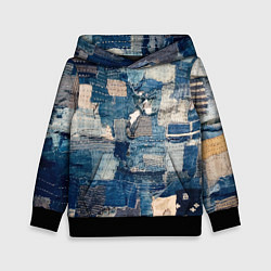 Толстовка-худи детская Patchwork Jeans Осень Зима 2023, цвет: 3D-черный