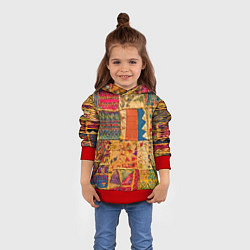Толстовка-худи детская Пэчворк Лоскутное одеяло Patchwork Quilt, цвет: 3D-красный — фото 2