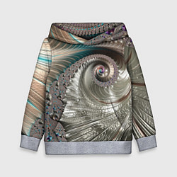 Толстовка-худи детская Fractal pattern Spiral Серебристый фрактал спираль, цвет: 3D-меланж