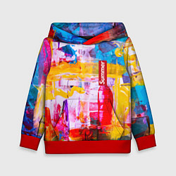 Толстовка-худи детская Импрессионизм Лето Абстракция Impressionism Summer, цвет: 3D-красный