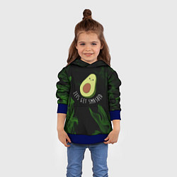 Толстовка-худи детская Авокадо зелёный огонь, цвет: 3D-синий — фото 2