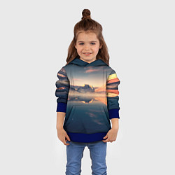 Толстовка-худи детская Горы озеро, цвет: 3D-синий — фото 2