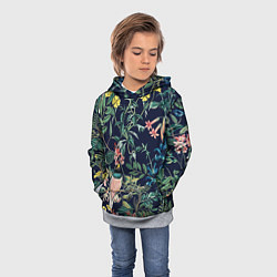 Толстовка-худи детская Цветы и Розовые Птицы В Саду, цвет: 3D-меланж — фото 2