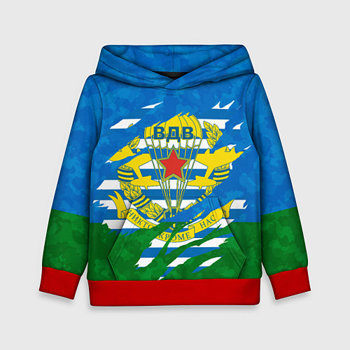 Детская толстовка ВДВ РАЗОРВАННАЯ ТКАНЬ / 3D-Красный – фото 1