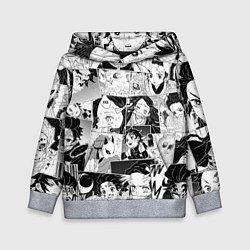 Толстовка-худи детская Клинок рассекающий демонов паттерн, цвет: 3D-меланж