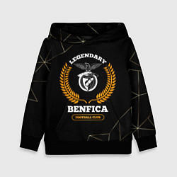 Толстовка-худи детская Лого Benfica и надпись Legendary Football Club на, цвет: 3D-черный