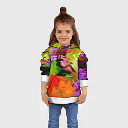 Толстовка-худи детская Разноцветная абстрактная композиция Лето Multi-col, цвет: 3D-белый — фото 2