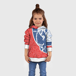 Толстовка-худи детская ГЕРБ РОССИИ С УЗОРАМИ, цвет: 3D-белый — фото 2