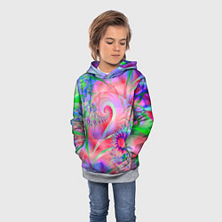 Толстовка-худи детская WRITHING COLORED FRACTALS, цвет: 3D-меланж — фото 2