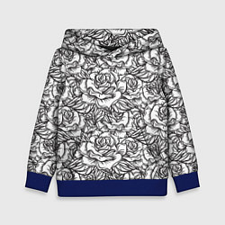 Толстовка-худи детская Цветы Много Белых Роз, цвет: 3D-синий