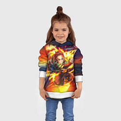 Толстовка-худи детская Клинок, рассекающий демонов Demon Slayer, цвет: 3D-белый — фото 2
