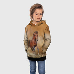 Толстовка-худи детская BAY HORSE гнедой конь, цвет: 3D-черный — фото 2