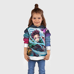 Толстовка-худи детская ТАНДЖИРО КЛИНОК, РАССЕКАЮЩИЙ ДЕМОНОВ DEMON SLAYER, цвет: 3D-белый — фото 2