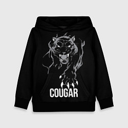 Толстовка-худи детская Cougar on the hunt - Пума на охоте, цвет: 3D-черный