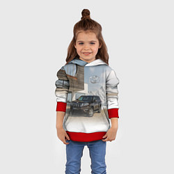 Толстовка-худи детская Тoyota Land Cruiser Prado у горного коттеджа Mount, цвет: 3D-красный — фото 2