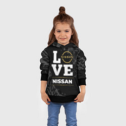 Толстовка-худи детская Nissan Love Classic со следами шин на фоне, цвет: 3D-черный — фото 2