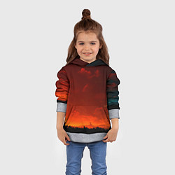 Толстовка-худи детская Облака перед восходом солнца, цвет: 3D-меланж — фото 2