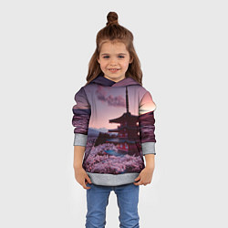 Толстовка-худи детская Цветение сакуры в Японии, цвет: 3D-меланж — фото 2