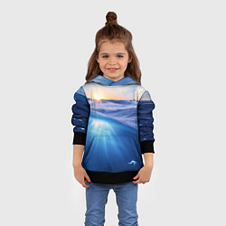 Толстовка-худи детская Грань между небом и водой, цвет: 3D-черный — фото 2