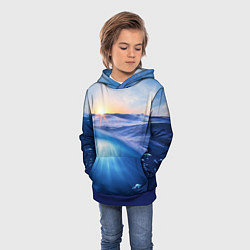 Толстовка-худи детская Грань между небом и водой, цвет: 3D-синий — фото 2