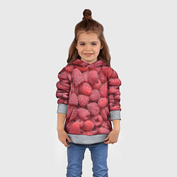 Толстовка-худи детская Малина - ягоды, цвет: 3D-меланж — фото 2