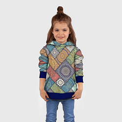 Толстовка-худи детская Мандала орнамент, цвет: 3D-синий — фото 2