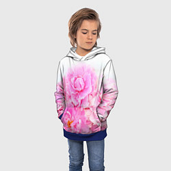 Толстовка-худи детская Прекрасные пионы Лето, цвет: 3D-синий — фото 2