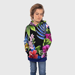 Толстовка-худи детская Floral vanguard composition Летняя ночь Fashion tr, цвет: 3D-синий — фото 2