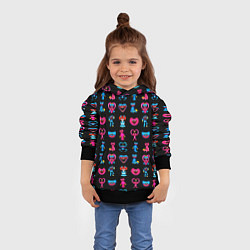 Толстовка-худи детская POPPY PLAYTIME HAGGY WAGGY AND KISSY MISSY PATTERN, цвет: 3D-черный — фото 2