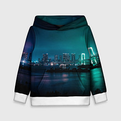 Детская толстовка Неоновый город с рекой - Светло-зелёный