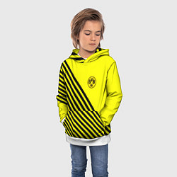 Толстовка-худи детская Borussia черные полосы, цвет: 3D-белый — фото 2