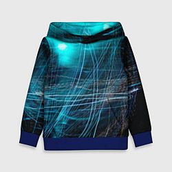 Детская толстовка Неоновые волны и линии - Голубой