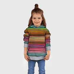 Толстовка-худи детская Multicolored thin stripes Разноцветные полосы, цвет: 3D-меланж — фото 2