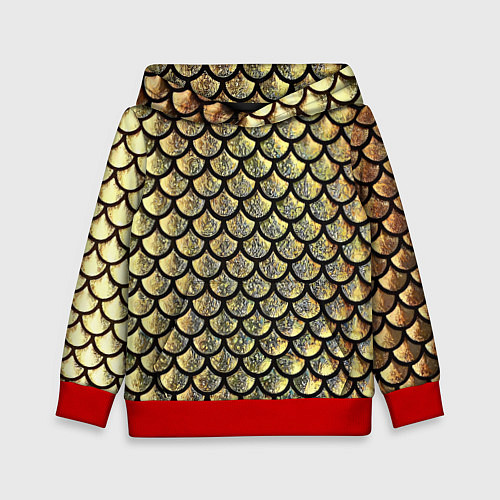 Детская толстовка Чешуя золотая / 3D-Красный – фото 1