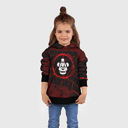 Толстовка-худи детская Символ FNAF и краска вокруг на темном фоне, цвет: 3D-черный — фото 2