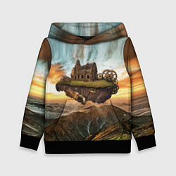 Толстовка-худи детская Горный пейзаж в стиле Стимпанк, цвет: 3D-черный
