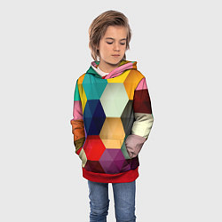 Толстовка-худи детская Цветные соты, цвет: 3D-красный — фото 2