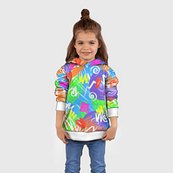 Толстовка-худи детская Яркий геометрический принт на белом фоне, цвет: 3D-белый — фото 2