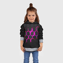 Толстовка-худи детская Объёмные соты - неоновые проблески, цвет: 3D-меланж — фото 2