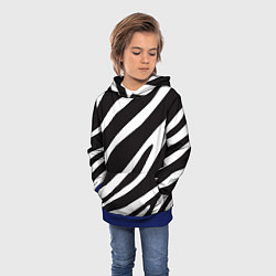 Толстовка-худи детская Анималистичный рисунок зебра, цвет: 3D-синий — фото 2