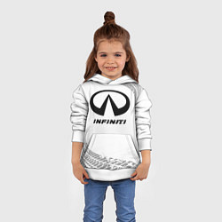 Толстовка-худи детская Infiniti Speed на светлом фоне со следами шин, цвет: 3D-белый — фото 2