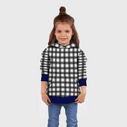 Толстовка-худи детская Black and white trendy checkered pattern, цвет: 3D-синий — фото 2